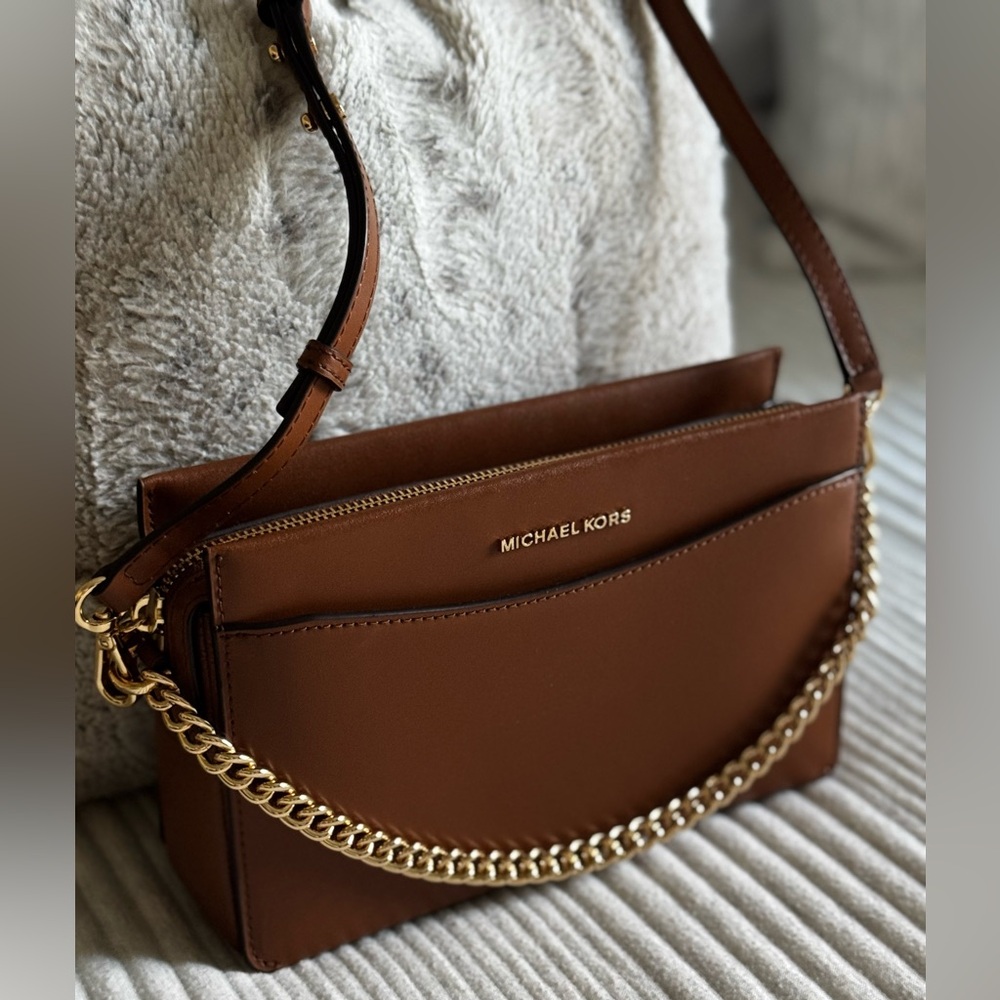 Michael Kors Brown Crossbody Bag with gold chain NEW NEVER USED